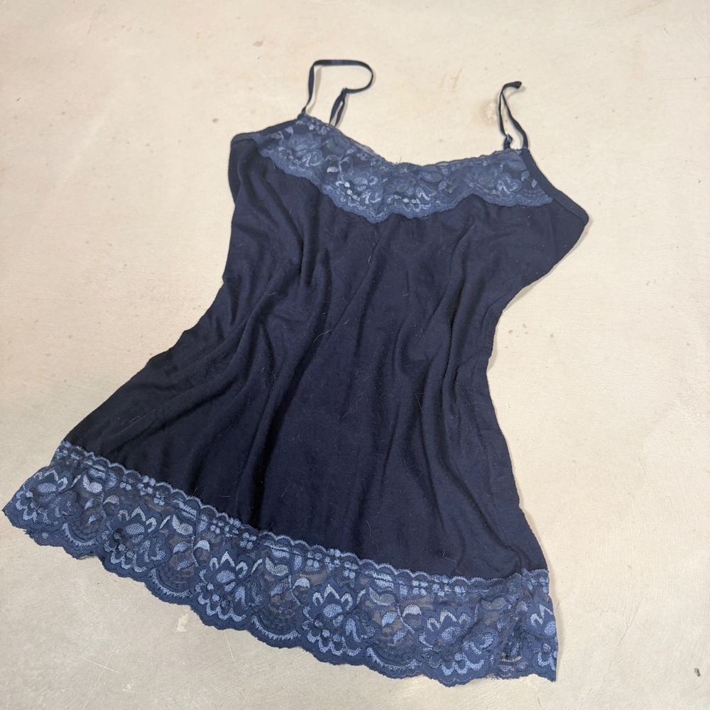 Maurices Navy Blue Lace Trim‎ Cami Top Small Sleeveless Adjustable Straps summer